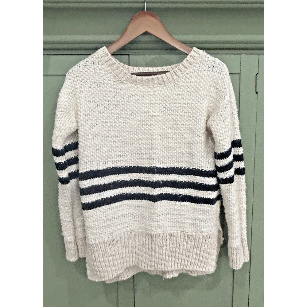 Vintage Havana Chunky Knit Nautical Stripe Sweater Size S Fisherman Coastal Boat